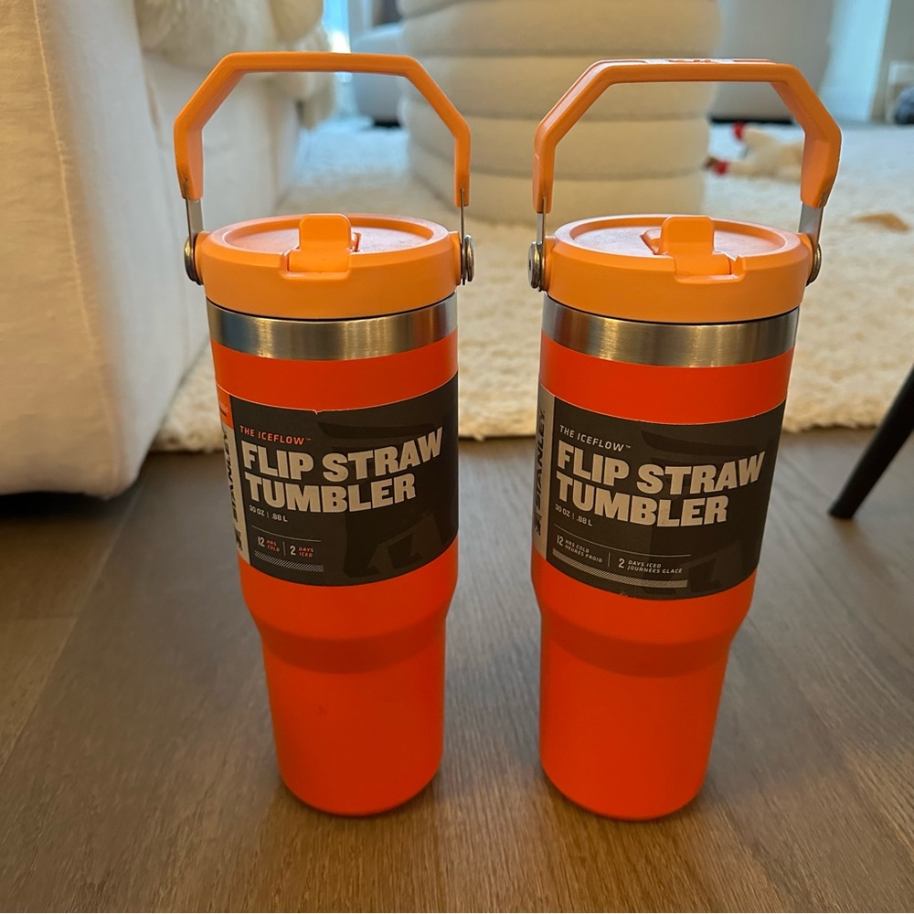 NEW Stanley Orange Flip Straw Tumblers